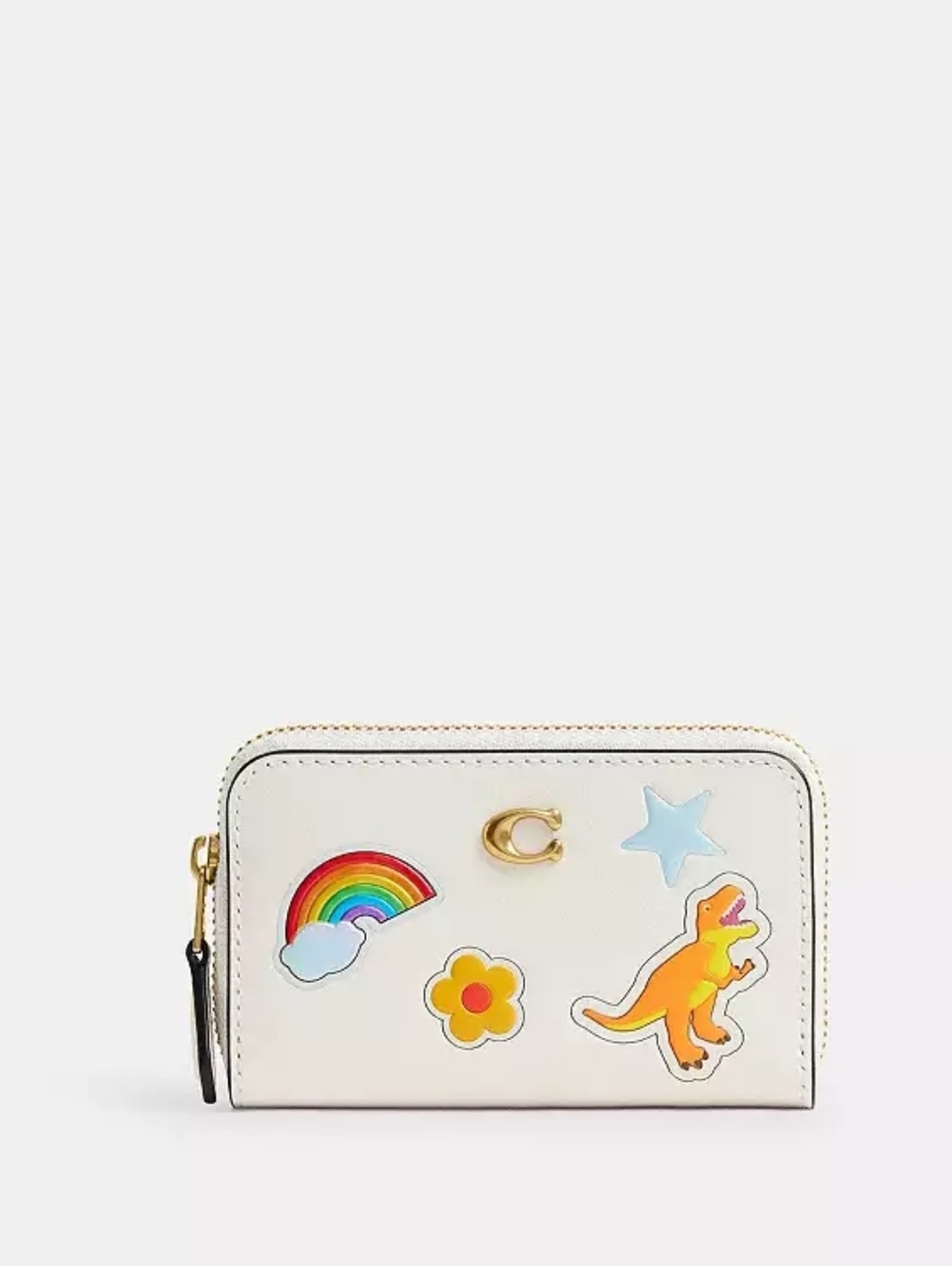 Coach Essential Small Zip Around Card Case With Sticker Print